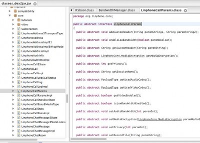 تصویر کد اپکلیکیشن ساینا که نشاندهنده استفاده از اپلیکیشن فرانیوی لینفون است. عکس از ICHRI، و استفاده با اجازه.